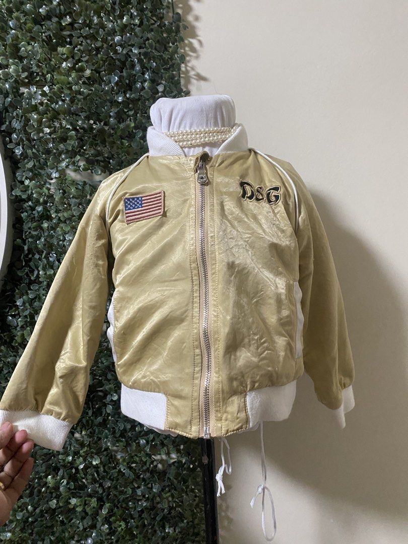 Dolce & Gabbana bomber jacket for kids (Category: Luxury Apparel) located in Manila. Submitted by avathriftedcloset (Listing ID 1464966307, Image 1). Description: 18 months on tag.