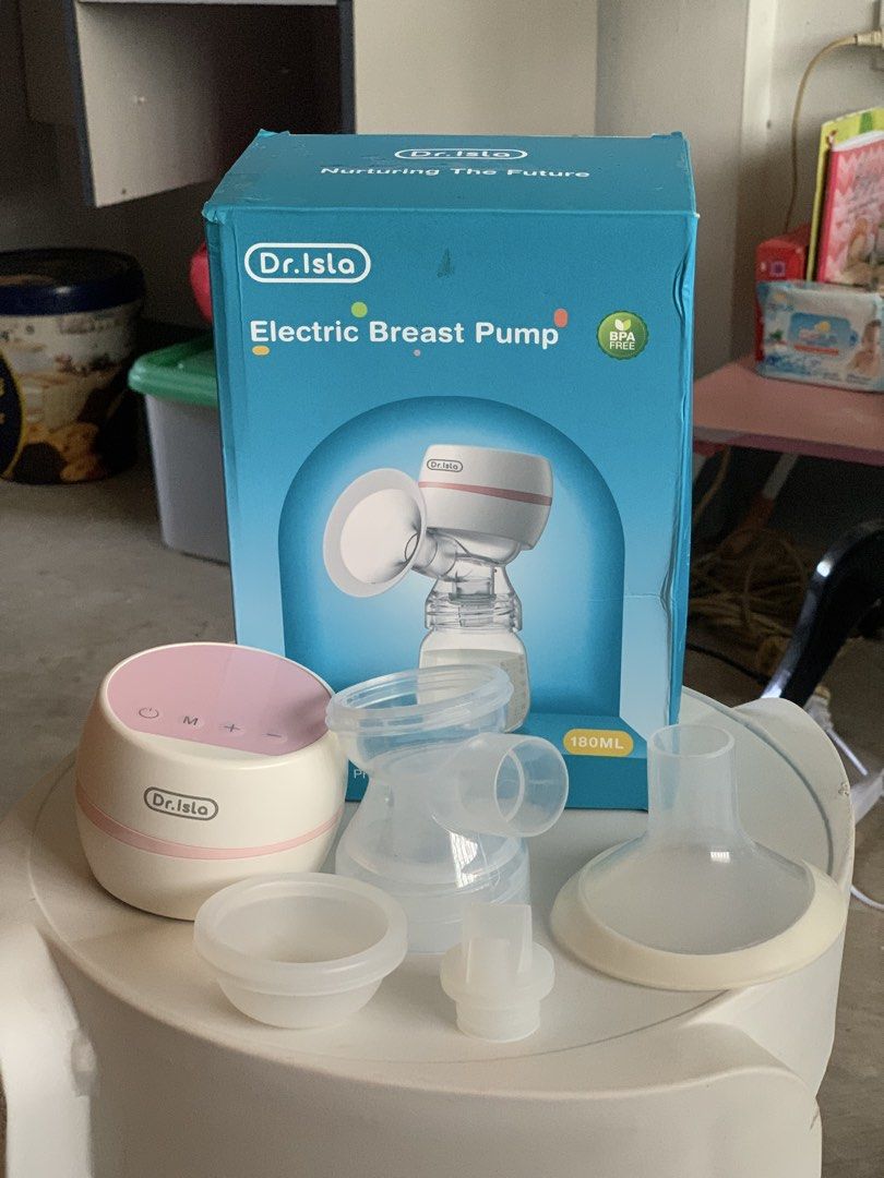 Dr. Isla EB11 Electric Breast Pump (Category: Breastfeeding & Bottle Feeding) located in Naga. Submitted by ashleydelpuerto_0 (Listing ID 1464809372, Image 2). Description: - Brand: Dr. Isla EB11 Electric Breast Pump - Color: White & Pink (Single Pack) - Settings: 9-speed adjustment for comfortable expression - Materials: 100% BPA-Free (ABS, PP, and silicone) - Inclusions: Main pump unit, breast shield, tee connector, silicone diaphragm, and duck