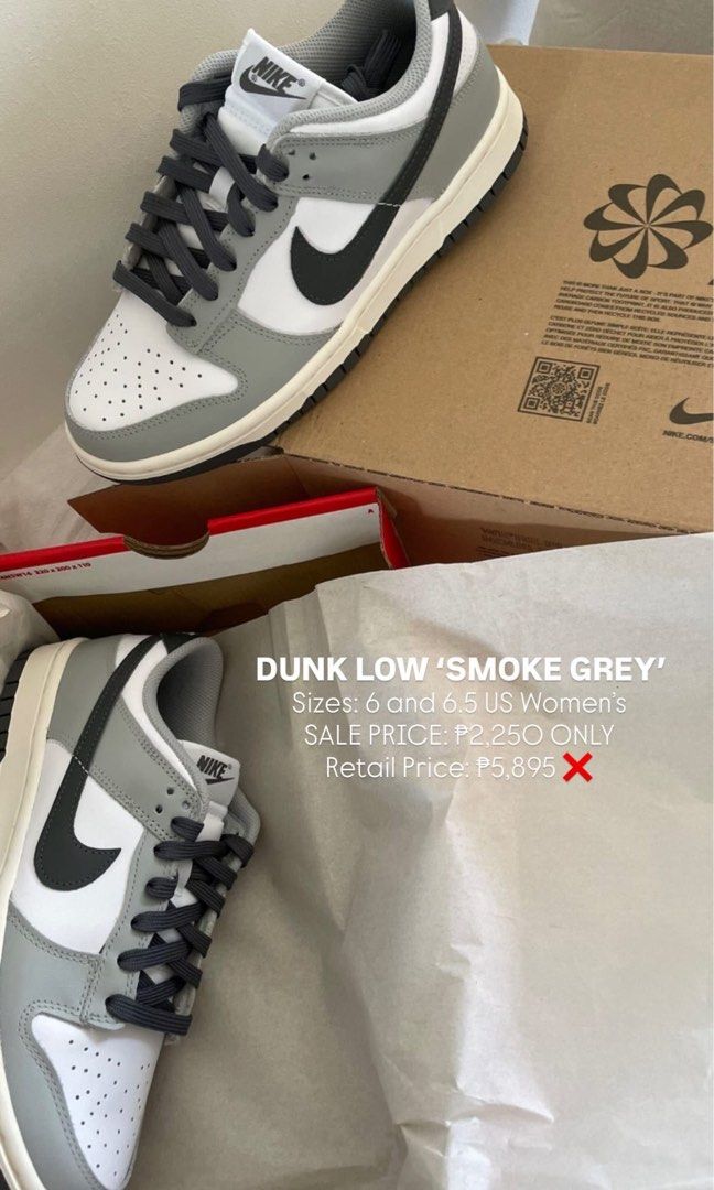 Dunk Low Smoke Grey Womens (Category: Sneakers) located in Makati City. Submitted by shop.nbt (Listing ID 1464849829, Image 1). Description: Brand new and original Sizes 6 and 6.5 US Women’s available.