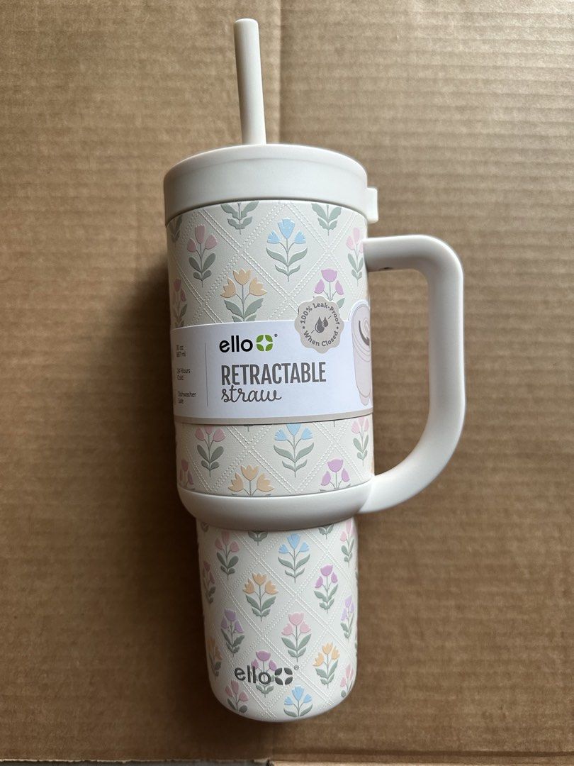 ELLO 40oz OASIS FLOWER QUILT RETRACTABLE STRAW (Category: Water Bottles & Tumblers) located in Quezon City. Submitted by cai_wong (Listing ID 1464787405, Image 1). Description: .