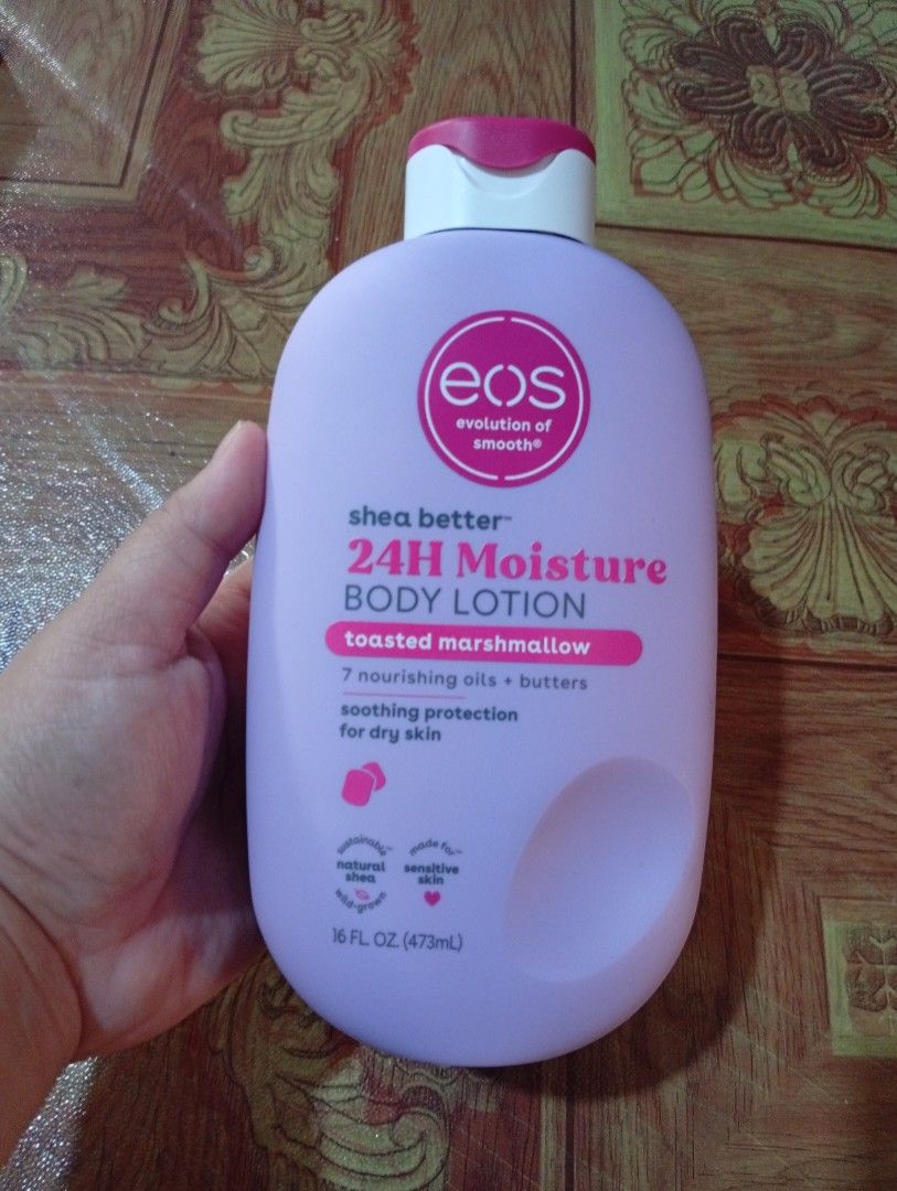 EOS toasted marshmallow body lotion (Category: Body Care) located in Quezon City. Submitted by purple_haven (Listing ID 1459938438, Image 1). Description: authentic eos toasted marshmallow body lotion 473ml onhand used a few times lang.