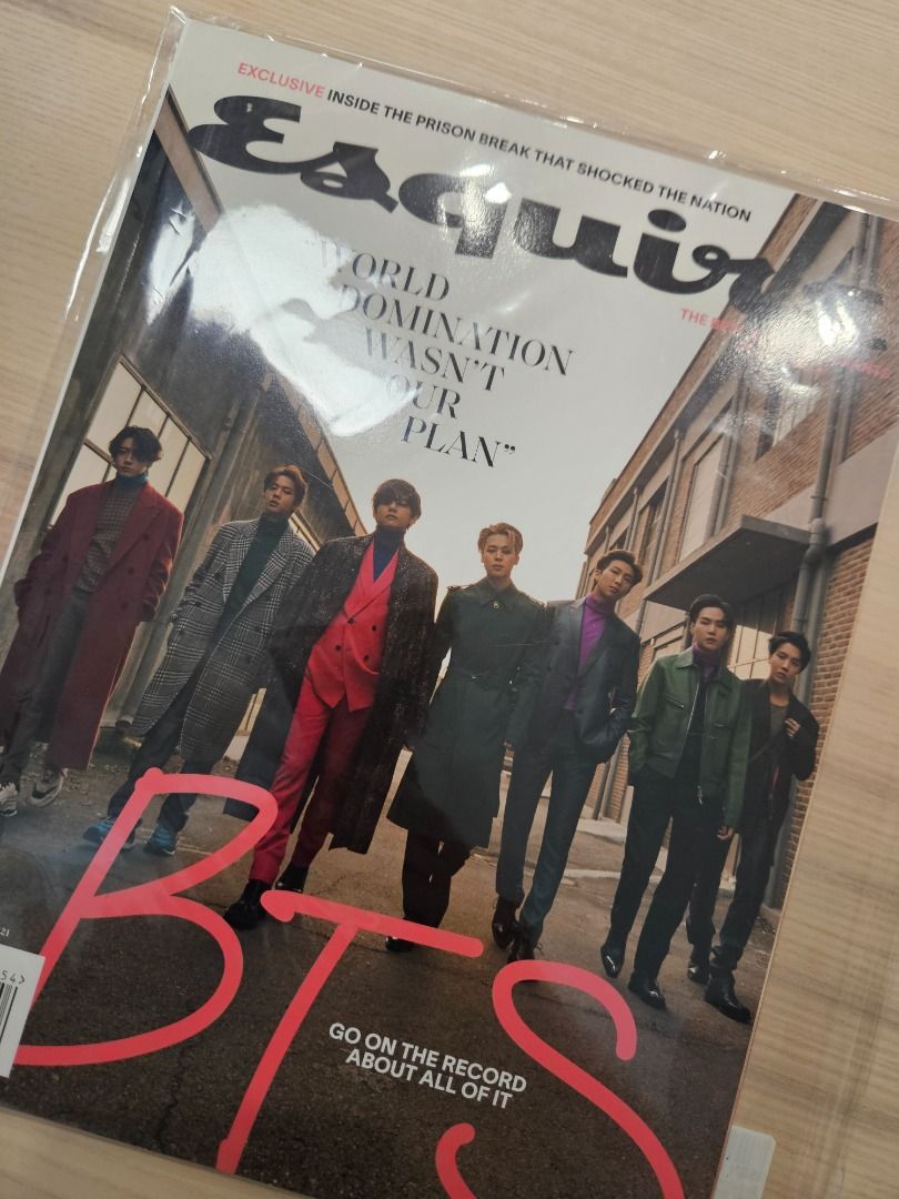 Esquire Magazine Winter 2020 BTS Cover (Category: Magazines) located in Quezon City. Submitted by hey_rita (Listing ID 1464840182, Image 3). Description: - Item: Esquire Magazine Winter 2020 Issue - Cover Feature: BTS (big pink lettering, group photo in industrial brick alleyway) - Condition: Brand new, still sealed in clear protective plastic sleeve, no bends or tears - Perfect for: BTS collectors and ARMY - Meetup or shipping options available 