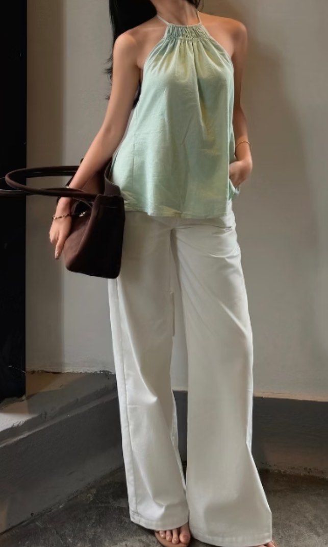 Evy Linen Halter Top Mint Green (Category: Others Tops) located in Quezon City. Submitted by kymshairaa (Listing ID 1464959757, Image 2). Description: .
