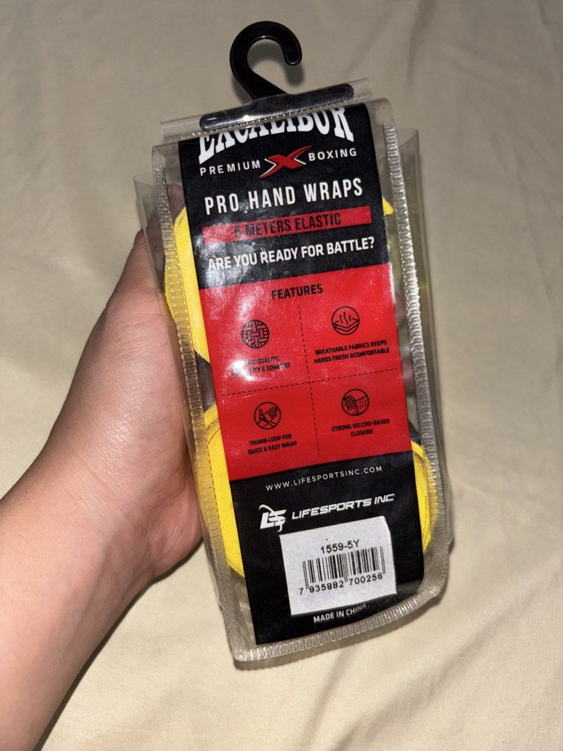 Excalibur Boxing Handwraps (Category: Other Sports Equipment and Supplies) located in Manila. Submitted by ivscurated (Listing ID 1464909931, Image 1). Description: Excalibur Boxing/Muay Thai Handwraps 🥊 Cotton elastic (5 meters) Had this one in black; breathable and nice quality. New and unused..