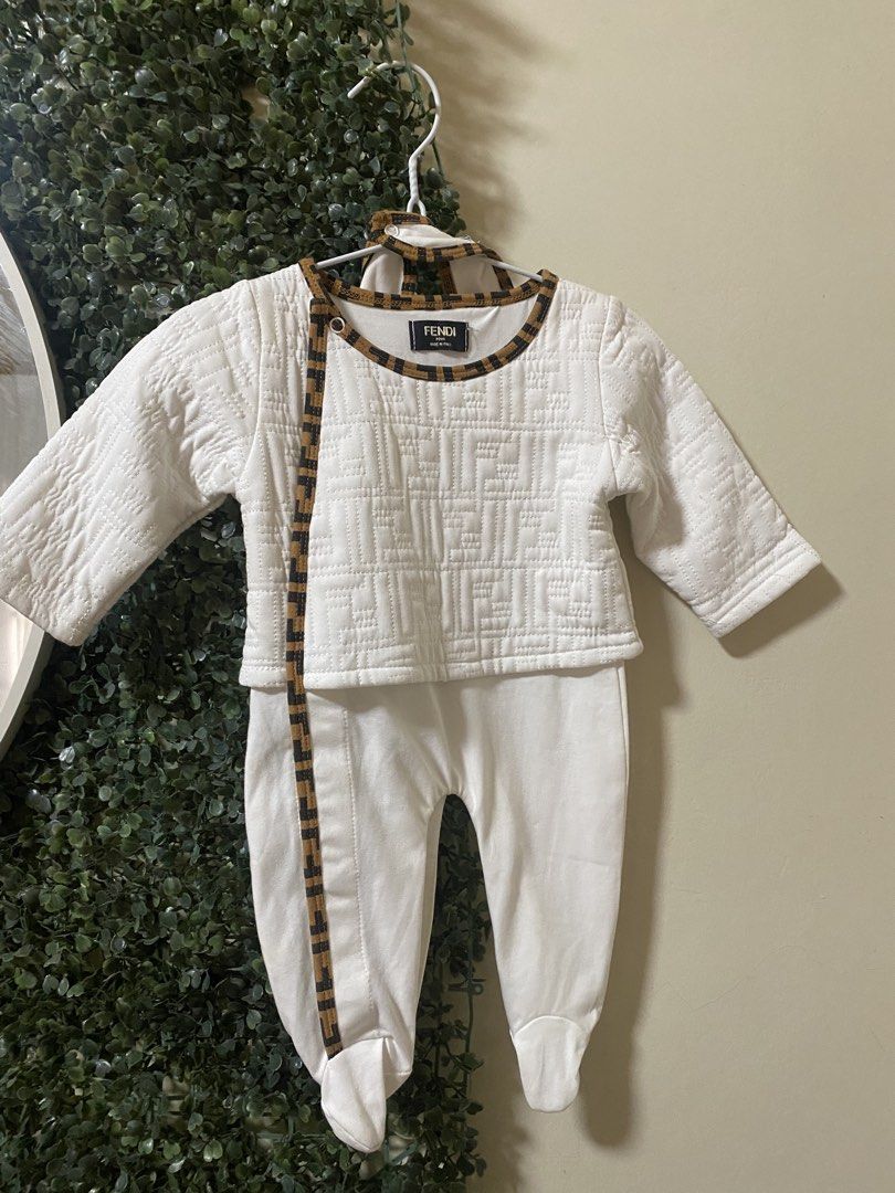 Fendi logo embossed footed frogsuit (Category: Babies & Kids Fashion) located in Manila. Submitted by avathriftedcloset (Listing ID 1464876077, Image 1). Description: .