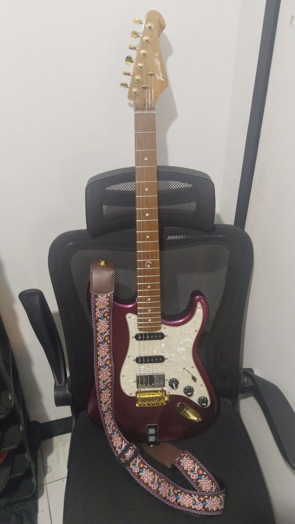 Fermata ST1HM V2 (Category: Musical Instruments) located in Dasmarinas. Submitted by zzzaddy (Listing ID 1464777988, Image 1). Description: FOR SALE Upgraded Fermata ST1HM v2, 10k. All working. Inclusions: 1. Fermata ST1HM v2 -Roasted Maple Neck 12' -Poplar body -HSS Alnico V pickups upgrades: -Guyker Locking tuners and 2-point Tremolo (gotoh 510 copy) -White Tortoise Pickguard -Gold output jack and String Trees -Fully Shielded. -Strap with locks