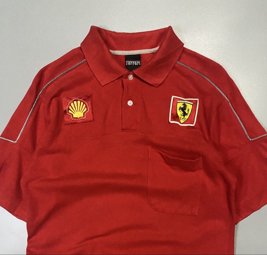 Ferrari Shell Racing Polo Shirts (Category: Tshirts & Polo Shirts ) located in Jamindan. Submitted by suecyyythrift (Listing ID 1464896802, Image 2). Description: Small on Tag 19 Width 29-30 Length Excellent to as new condition 9.8/10 Color rate No Flaws.