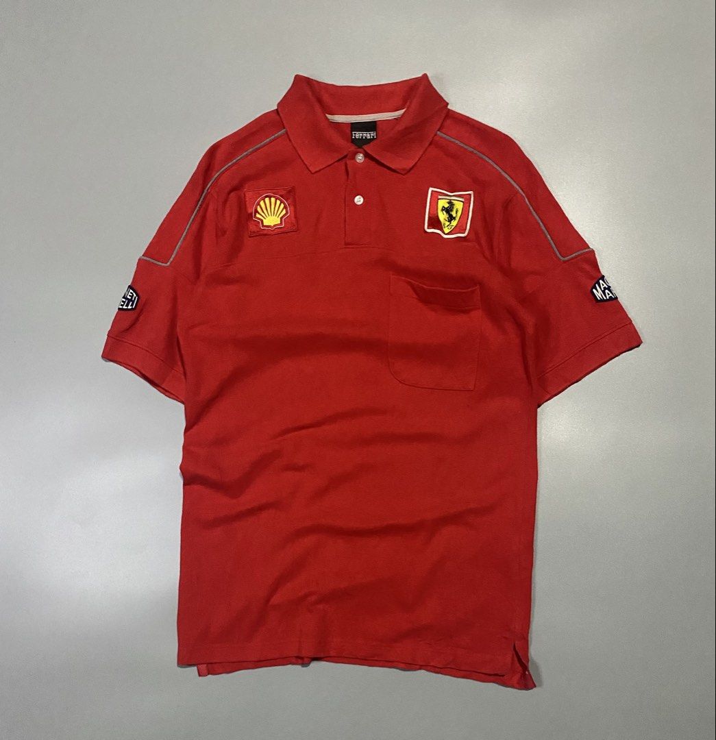 Ferrari Shell Racing Polo Shirts (Category: Tshirts & Polo Shirts ) located in Jamindan. Submitted by suecyyythrift (Listing ID 1464896802, Image 1). Description: Small on Tag 19 Width 29-30 Length Excellent to as new condition 9.8/10 Color rate No Flaws.