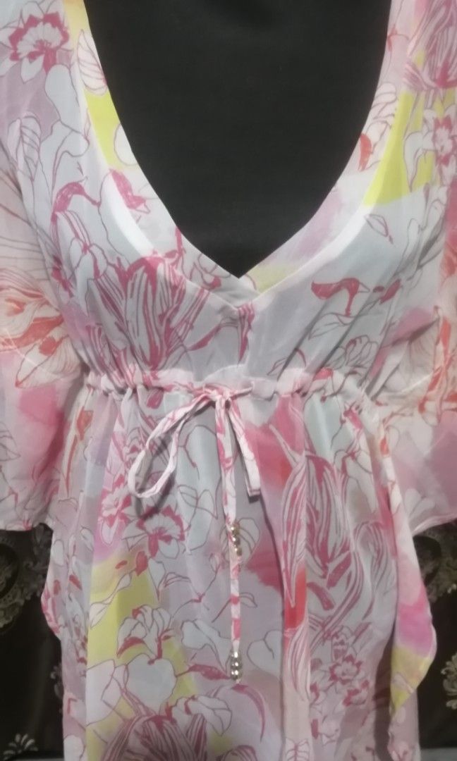 Floral Caftan Cover Up (Category: Dresses) located in Caloocan City. Submitted by appleblossoms07 (Listing ID 1464847649, Image 2). Description: Old stock but new Bust: 50" Length : 33".