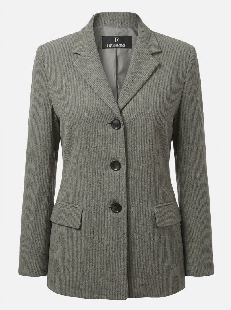 Fontana Grande Fine Rib Textured Gray Blazer Jacket Medium (Category: Coats, Jackets and Outerwear) located in Bacoor. Submitted by aithriftcloset (Listing ID 1464741813, Image 1). Description: Code: Simple Yet Elegant 📢"Please refer to the first photo for the most accurate depiction of the jacket's true color, as lighting may vary in other shots." 📢NOTE: 9/10 🏆👌Fontana Grande Fine Rib Textured Gray Blazer Jacket Medium ⭐Product Description �