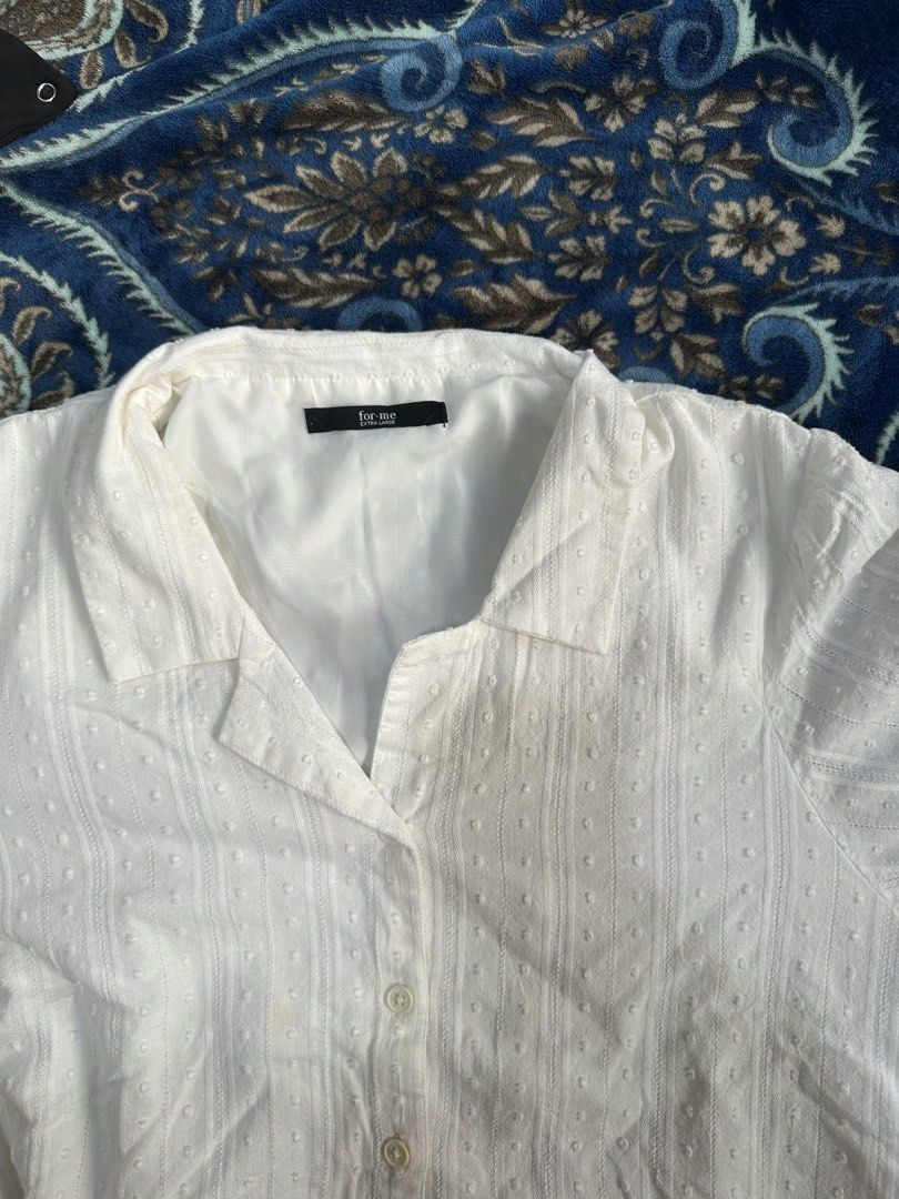 For Me XL White Textured Blouse (Category: Blouses) located in Las Pinas. Submitted by lovedbydemn (Listing ID 1464968368, Image 3). Description: Used twice only.