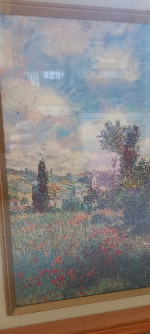 Framed Claude Monet Poppies (Category: Art & Prints) located in Manila. Submitted by fmpc7878 (Listing ID 1464967999, Image 2). Description: - Classic Monet poppy field - Features bright red flowers, rolling hills, and soft sky tones - Styled with a wooden frame - Ready to hang on the wall - Great statement piece for the living room or bedroom.