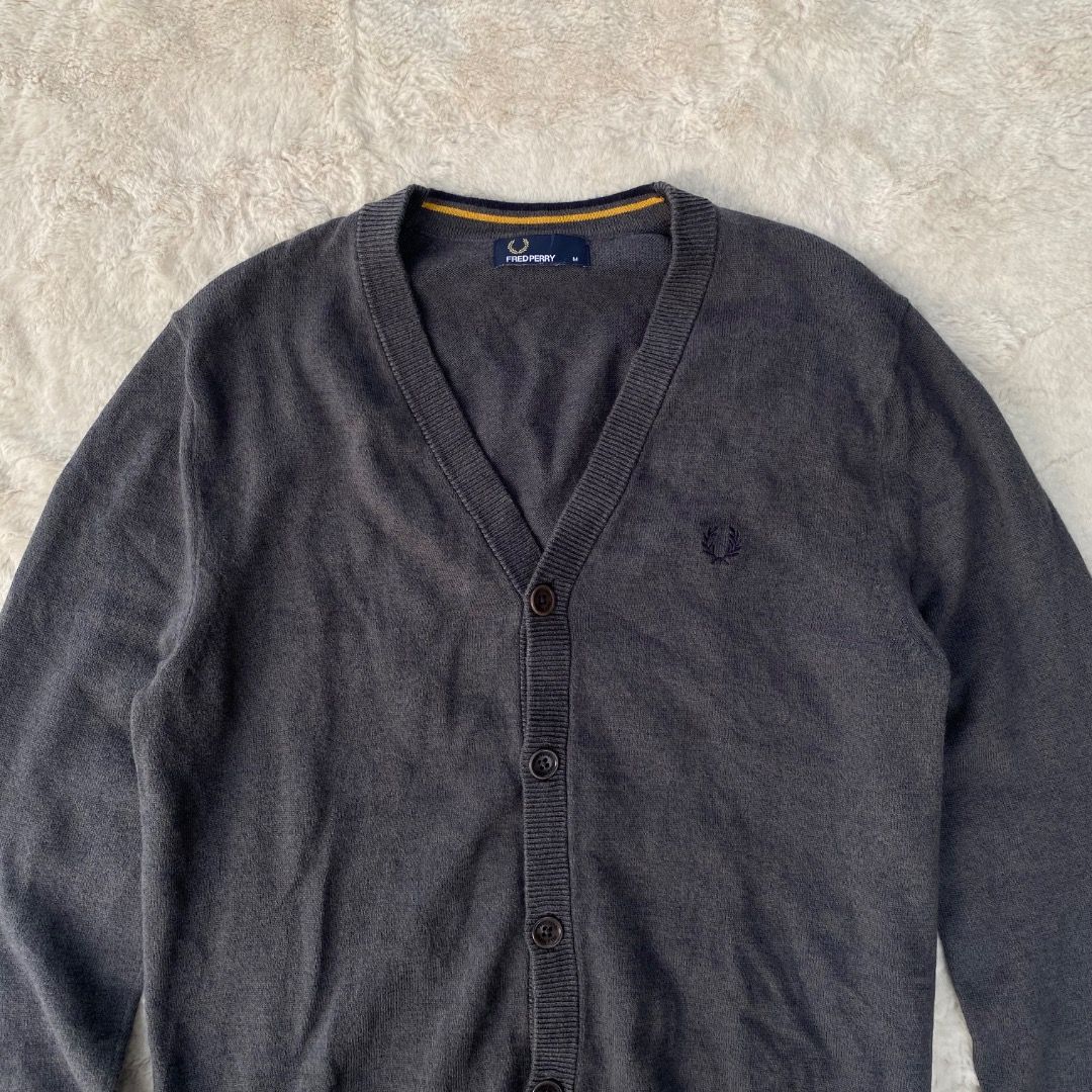 FRED PERRY - KNITTED CARDIGAN AUTHENTIC (Category: Activewear) located in Bacolod City. Submitted by mic_moneyyyyy (Listing ID 1458611634, Image 2). Description: FRED PERRY - KNITTED CARDIGAN Size : Tagged as Medium Width : 19-21 Length : 27 Sleeve : 27 Condition : Excellent No issue need wash .