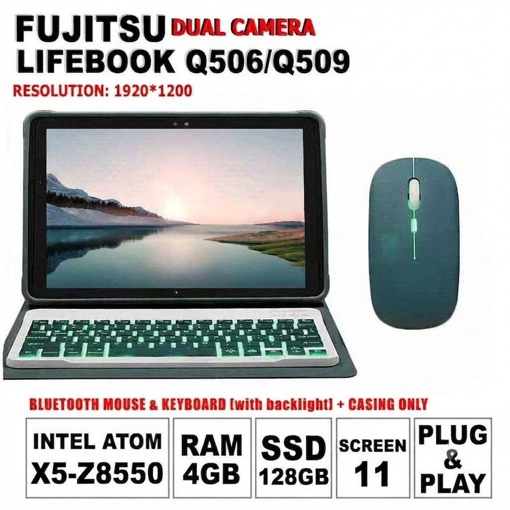 FUJITSU TABLET PC (Category: Laptops & Notebooks) located in Manila. Submitted by kghcomputer (Listing ID 1464930589, Image 1). Description: Specs: Intel Celeron 4gb ram 128gb ssd 10.1 Display Touch Screen.