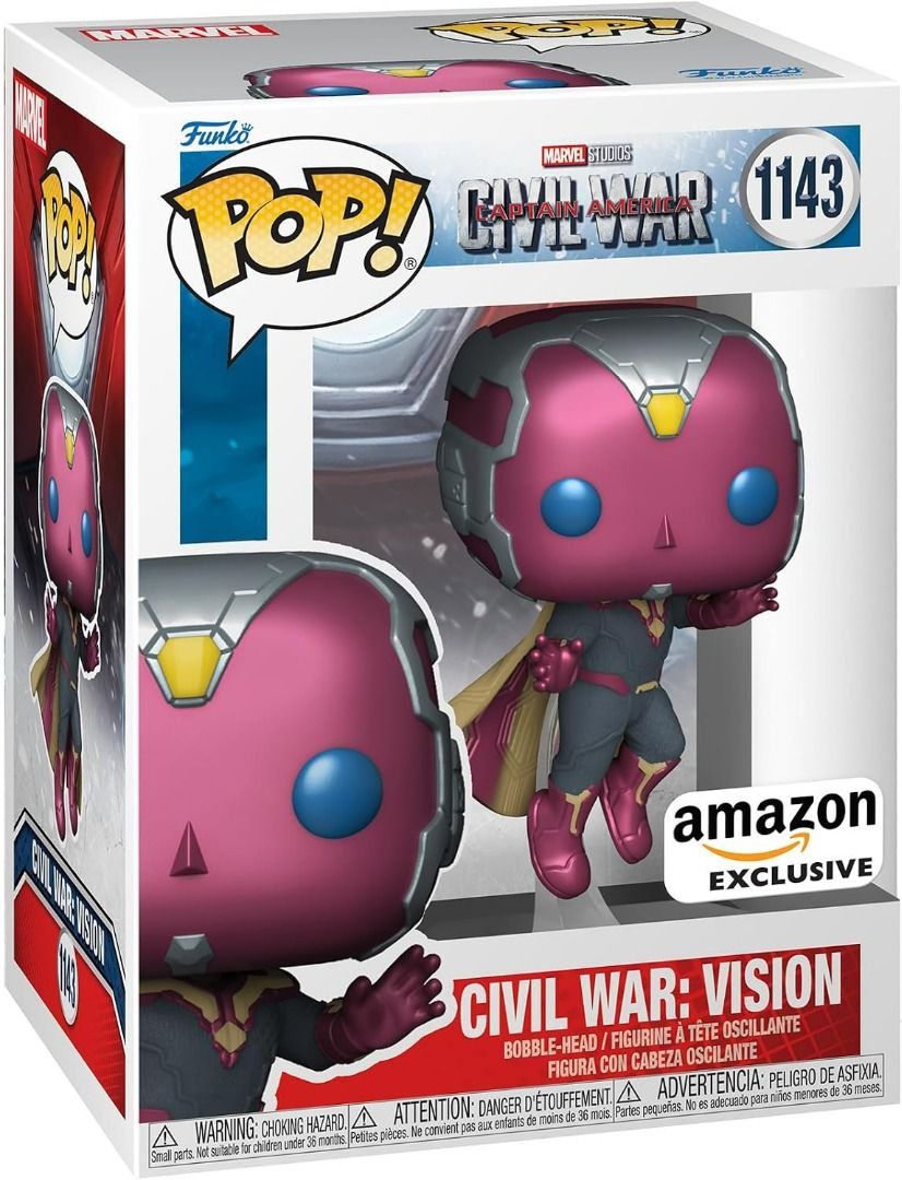 Funko POP! Marvel: Civil War - Vision - Amazon Exclusive (Category: Designer & Blind Box Toys) located in Taguig. Submitted by realmshop (Listing ID 1464797659, Image 1). Description: IDEAL COLLECTIBLE SIZE - At approximately 3.75 inches (9.5 cm) tall, this vinyl mini figurine complements other collectable merchandise and fits perfectly in your display case or on your desk. PREMIUM VINYL MATERIAL - Made from high-quality, durable vinyl, this coll