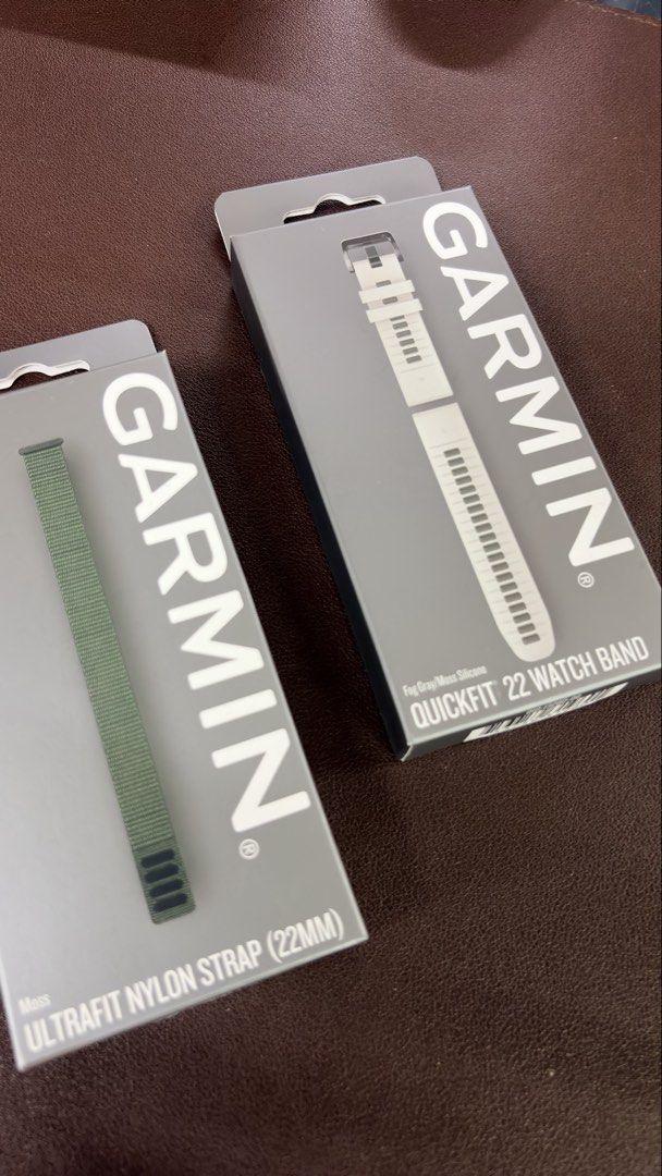 Garmin 22mm watch straps (Category: Wearables & Smart Watches) located in Quezon City. Submitted by tonski1019 (Listing ID 1464783448, Image 1). Description: Authentic Garmin watch straps for sale Both 22mm Both used but almost brand new No issues Bought from Amazon Check Garmin website for watch compatibility ✅ Ultrafit Nylon strap Moss Model number 010-13306-14 Php 2,500 ✅ Quickfit 22 watch band Fog Gray Model number 010-13280-08 Php 2,800 Get 
