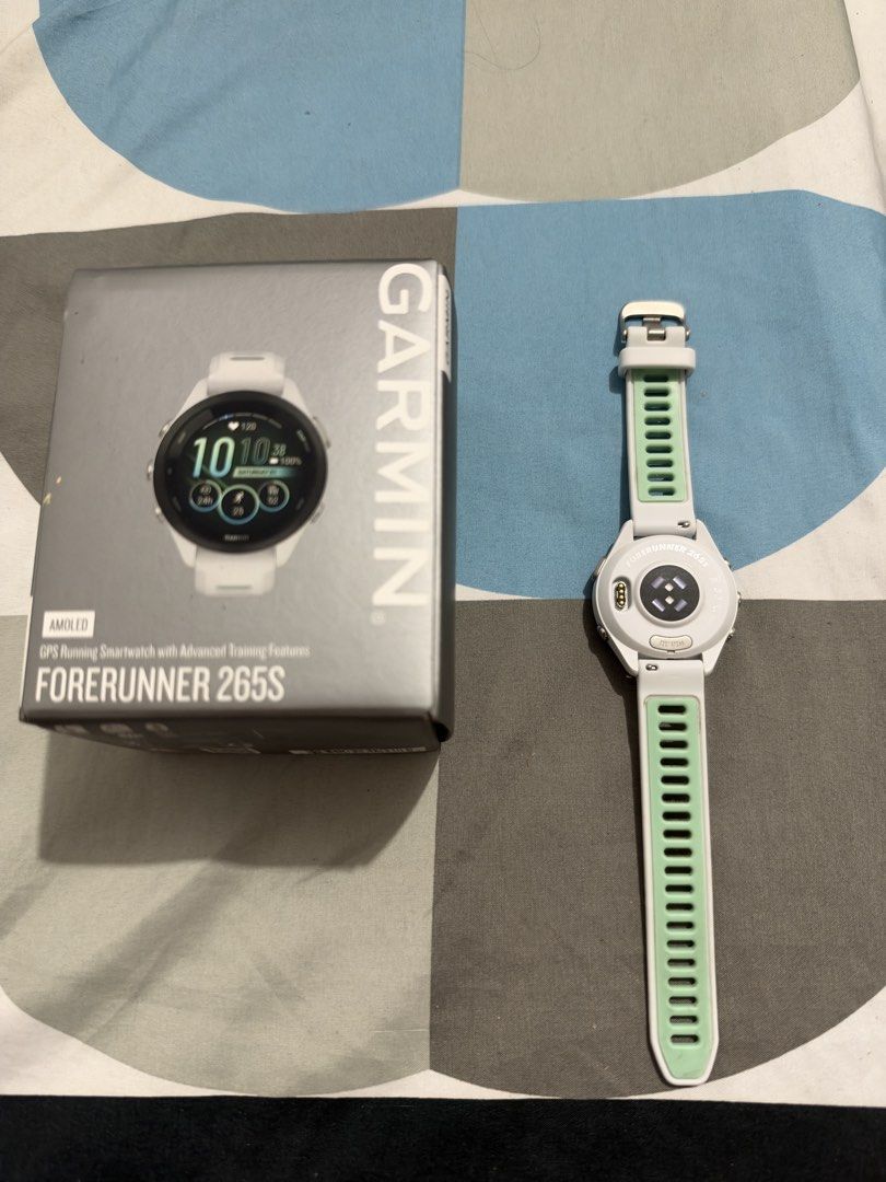 Garmin 265s Forerunner Music (Category: Wearables & Smart Watches) located in Quezon City. Submitted by lilutheg (Listing ID 1464811277, Image 2). Description: Garmin 265s Forerunner Music Bought in April 2026 Comes with box and original charger Price is negotiable RFS: Upgrading Meetup in QC area.