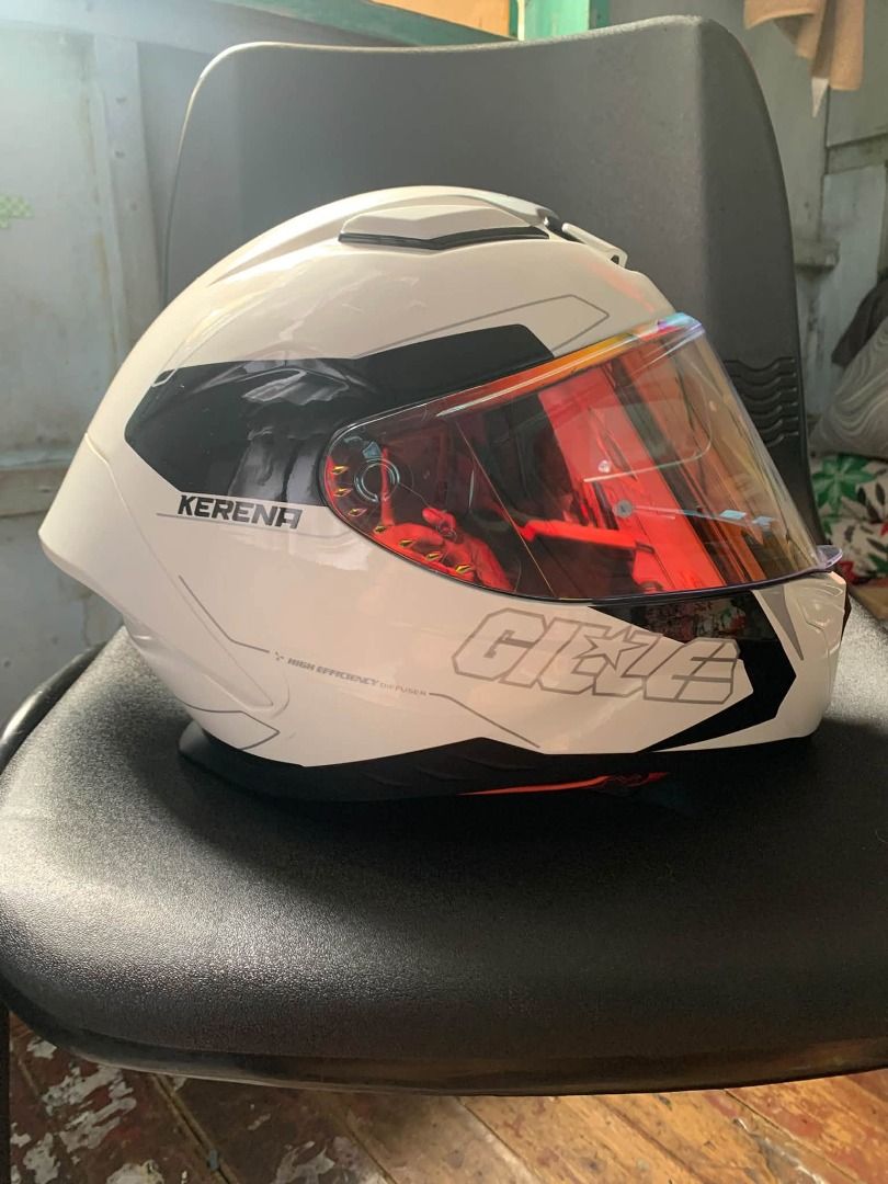 GILLE KARENA GLOSSY WHITE (Category: Helmets and other Riding Gears) located in Caloocan City. Submitted by reaganpelo26106 (Listing ID 1464841548, Image 1). Description: Gille Karena Helmet (Glossy White) - Size LARGE Price: ₱2,500 still negotiable Condition: Used - Good Description: 🏍️ FOR SALE: Gille Karena Helmet 📌 Glossy White, Size Large 📌 Used for only 1 month 📌 A few minor dents from being kept in the office (see photos) 💰 ₱2,500 sti