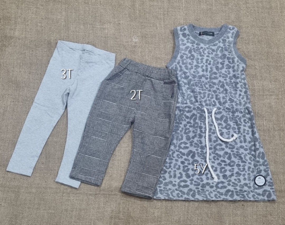 📣Gray bundle📣 (Category: Babies & Kids Fashion) located in San Jose del Monte. Submitted by angelsnest (Listing ID 1464827941, Image 1). Description: ✔️3-pc gray bundle leggings-3t, cat&jack, with dot stain at the back checkered bottom-2t,garterized waist dress- 5y,rusty supply company,embossed prints Fixed price bundle No cod available Gcash,Maya, bank transfer ℹ️items stored for a while, washing or cleaning is recommended.