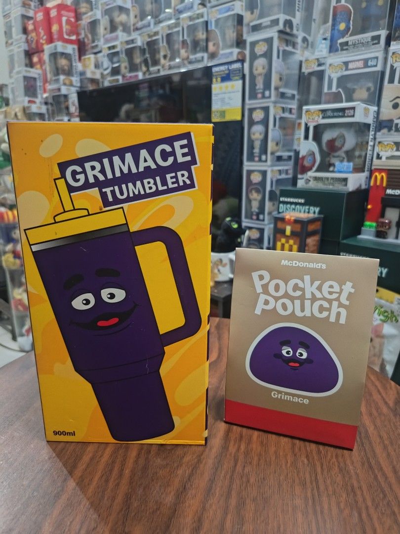 Grimace Tumbler & Grimace Pocket Pouch (Category: Action & Battle Toys) located in Manila. Submitted by katunying2021 (Listing ID 1464804792, Image 1). Description: Php 2k ALL BRAND NEW SEALED ON HAND NO ISSUE POST CROSSPOSTED.