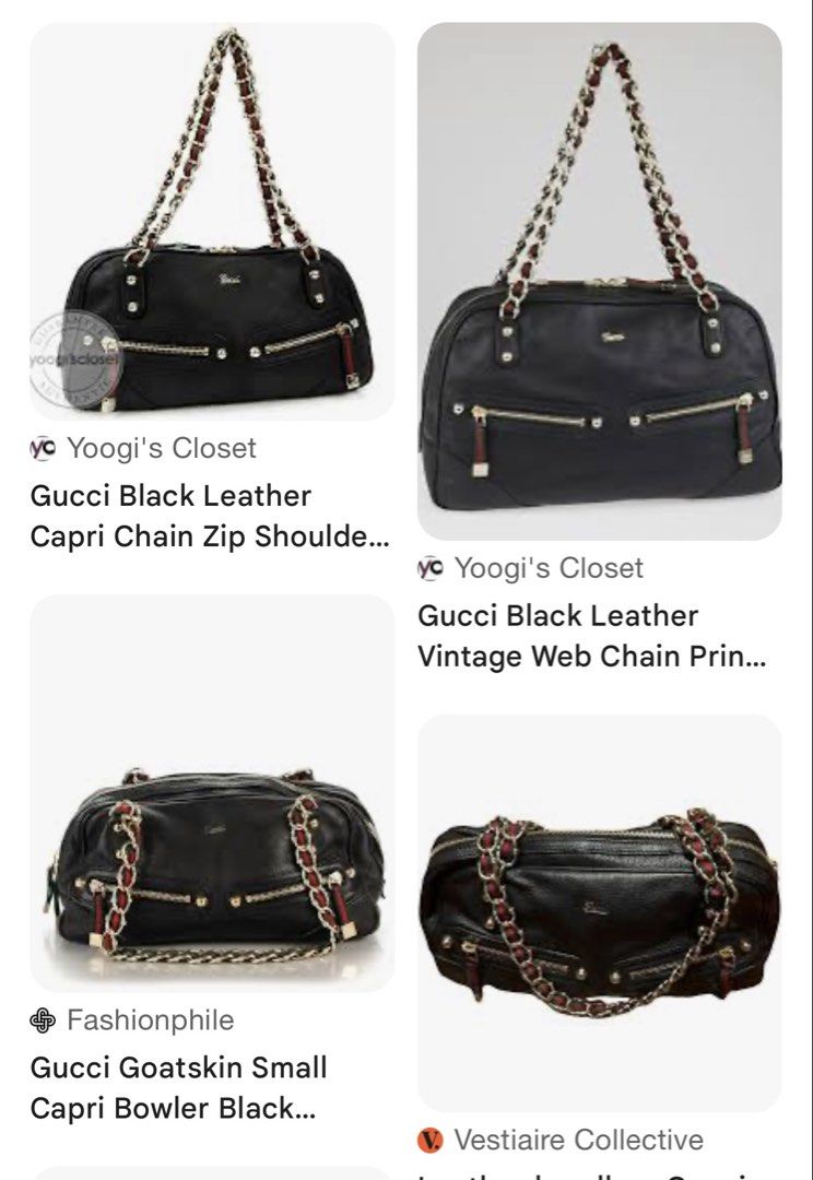Gucci Capri Chain shoulder bag (Category: Shoulder Bags) located in Cagayan de Oro. Submitted by negosyantesibengineer (Listing ID 1464900504, Image 2). Description: Gucci Capri Chain Zip Shoulder Bag, beautifully detailed with signature green-and-red web woven through the metallic chain straps.