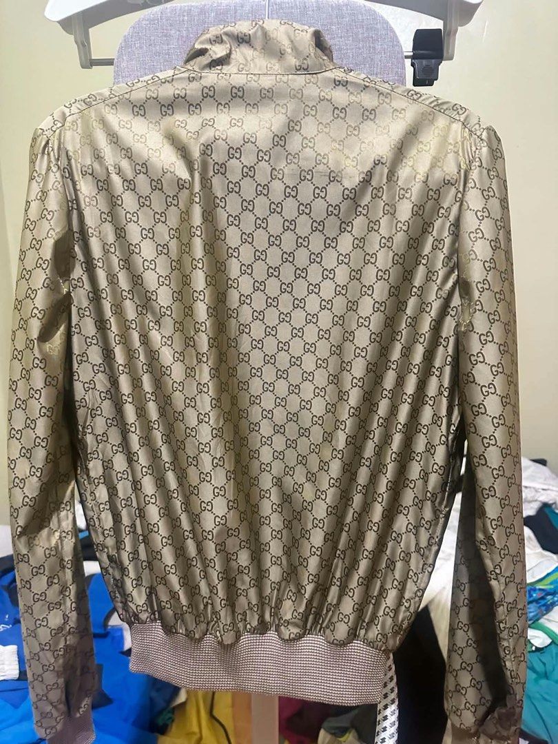 GUCCI GG AOP PATTERN BLOUSON JACKET MENS/WOMENS (Category: Coats, Jackets and Outerwear) located in Calasiao. Submitted by mix_garments.ph (Listing ID 1464772276, Image 2). Description: Size Small Width 20 Length 25 Sleeve 26.