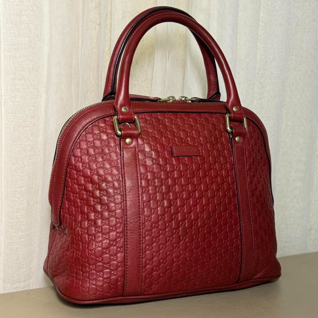 Gucci Micro Guccissima Red Leather Dome Handbag (Category: Luxury Bags & Wallets) located in Madrid. Submitted by jhunaceee (Listing ID 1464892101, Image 2). Description: 💯Authentic Need clean lang sa loob No issue sa body Bag only.