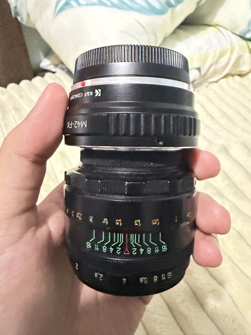 Helios 44m f2/58 (Category: Lens & Kits) located in Bulacan. Submitted by rammified_ (Listing ID 1464876413, Image 1). Description: - Vintage manual focus lens made in USSR - Includes K&F Concept M42 to FX adapter for Fujifilm X-mount - Features depth of field scale and clear aperture markings - Solid, premium metal build quality - Focus ring turns smoothly - Glass is clean overall Comes with fuji adapter, can wait for a fuji buyer .