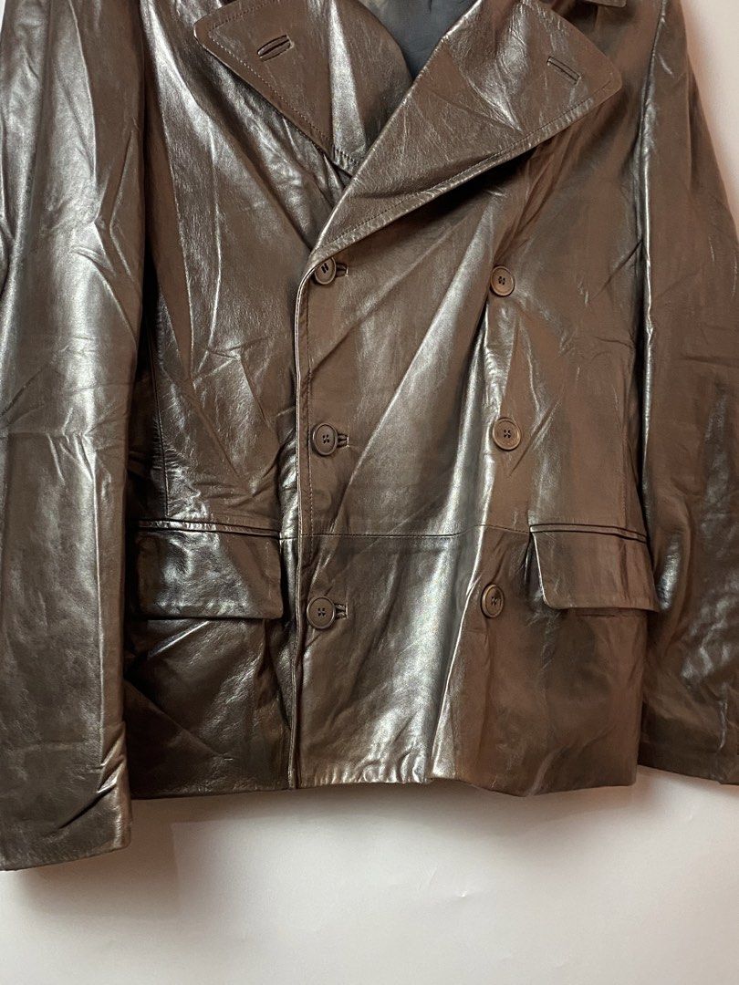 Helmut Lang Leather Blazer- Brown (Category: Coats, Jackets and Outerwear) located in Quezon City. Submitted by loloyz123 (Listing ID 1464906219, Image 3). Description: Helmut Lang Leather Blazer- Brown Condition: Very good Color rate: 10/10 Color: Brown Size: l: 27 W: 20 sleeve: 25 shoulder: 17 inched.