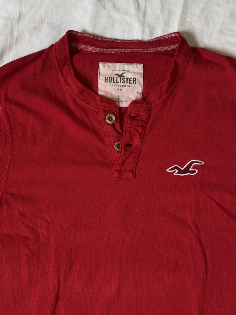 Henley Shirt (Category: Coats, Jackets and Outerwear) located in Davao. Submitted by kelsocool (Listing ID 1464895465, Image 3). Description: HOLLISTER Red Henley Dimes: 27.5 - length 20 - width 8.3 - sleeve fav! no major issue good for psg item have already been washed Color rate: 10/10.