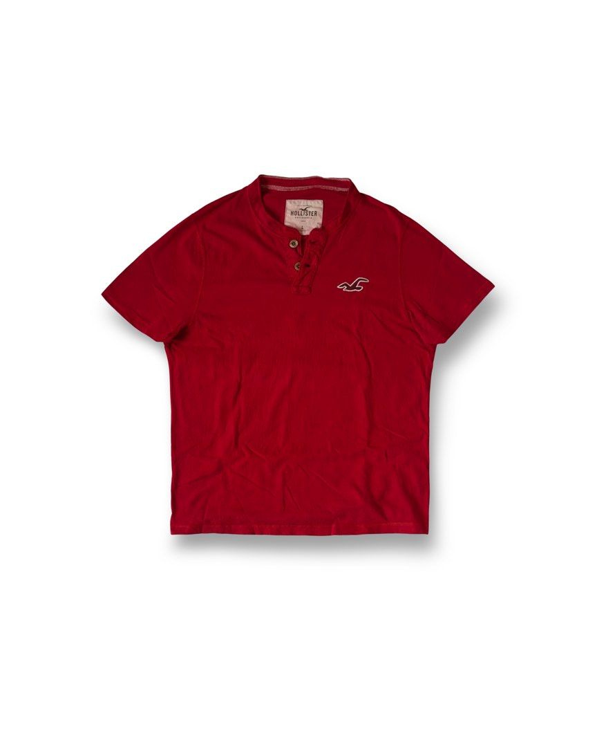 Henley Shirt (Category: Coats, Jackets and Outerwear) located in Davao. Submitted by kelsocool (Listing ID 1464895465, Image 1). Description: HOLLISTER Red Henley Dimes: 27.5 - length 20 - width 8.3 - sleeve fav! no major issue good for psg item have already been washed Color rate: 10/10.