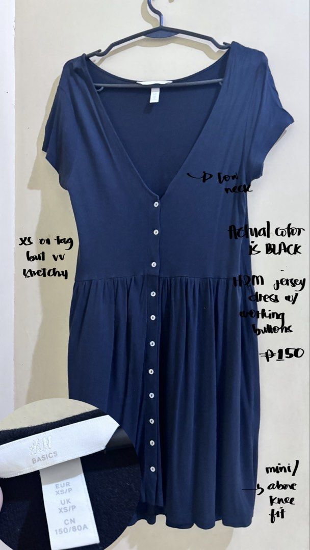 H&M black jersey dress (Category: Dresses) located in Manila. Submitted by hellobarbieeee (Listing ID 1464906885, Image 1). Description: info in pic :) price nego. msg me for inquiries loc: dlsu taft (daily) / bgc (wed,thu) / megamall (mon,tue) mod: lalamove / jnt / meetup.