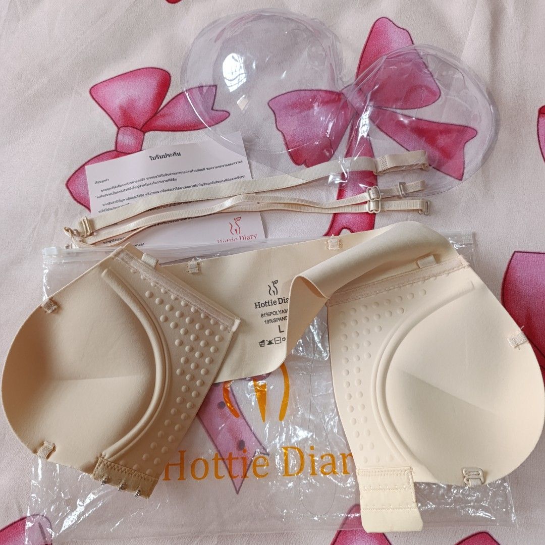 Hottie Diary Strapless Adhesive Bra Size L Nude (Category: Undergarments & Loungewear) located in Las Pinas. Submitted by min_yanna (Listing ID 1464778077, Image 2). Description: RFS: na doble ng bili 😅😭 Brand: Hottie Diary - Style: Nude strapless bra with front hook-and-eye closure - Size: L (81% polyamide, 19% spandex) - Condition: Brand new with tags, never worn - Inclusions: Detachable shoulder straps, clear protective cup covers, instructi
