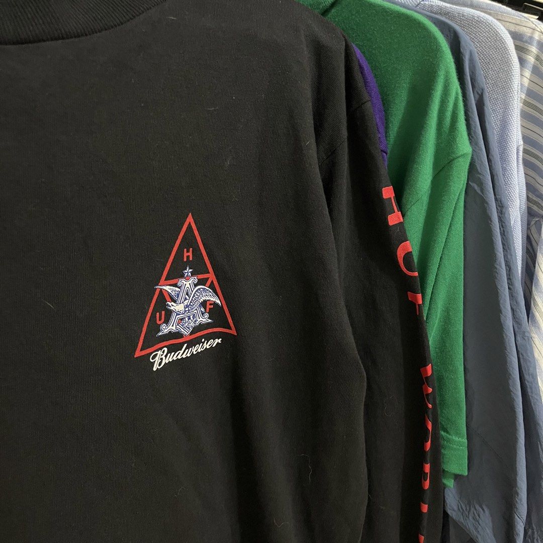 Huf x Budweiser Longsleeve (Category: Coats, Jackets and Outerwear) located in Guagua. Submitted by 2ndpick.ph (Listing ID 1464882287, Image 3). Description: Huf x Budweiser Longsleeve Dimes:18x26 Condition:9.5/10 Color rate:9.5/10 No issue 300+sf j&t ₱50luzon ₱70 visayas,Mindanao Pampanga loc.