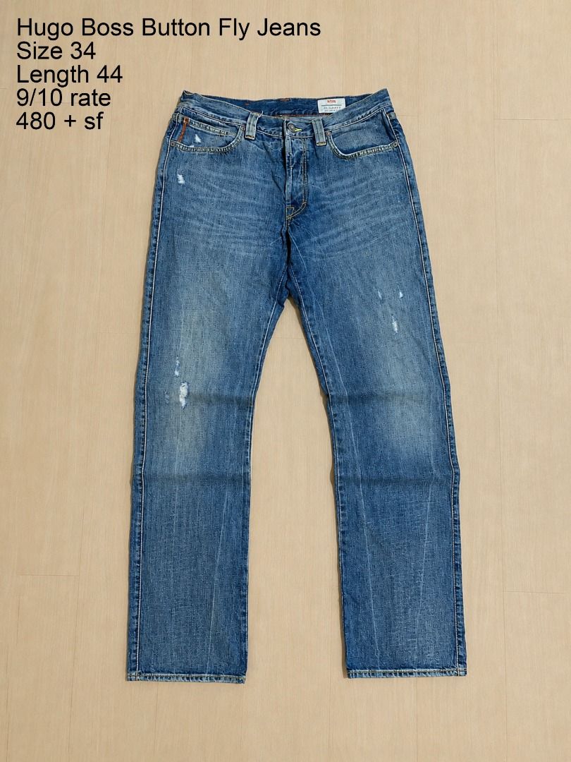 Hugo Boss Button Fly Distressed Jeans (Category: Jeans) located in Cadiz. Submitted by thespotcdz (Listing ID 1464809775, Image 1). Description: Size 34 Length 44 9/10 rate 480 + sf.