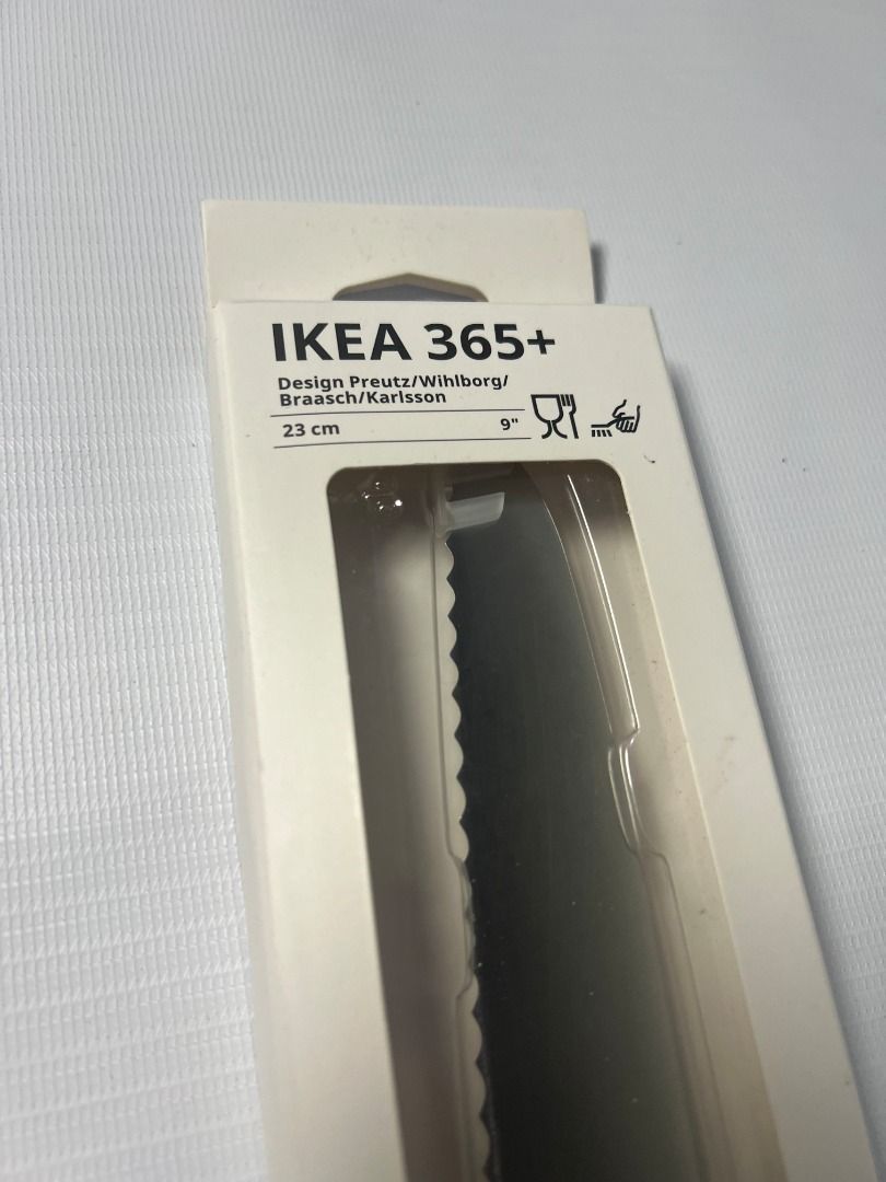 IKEA 365+ Bread Knife 23cm (Unboxed, Never Used) (Category: Knives & Chopping Boards) located in Pasig City. Submitted by rehome.studio (Listing ID 1464829623, Image 2). Description: Selling this IKEA 365+ bread knife. Purchased online but it turned out larger than expected for my needs. Perfect for slicing bread, cakes, pastries, and other baked goods. Original Ikea Price: ₱999 ✔ Brand new, unopened ✔ Original IKEA packaging ✔ Stainless steel se