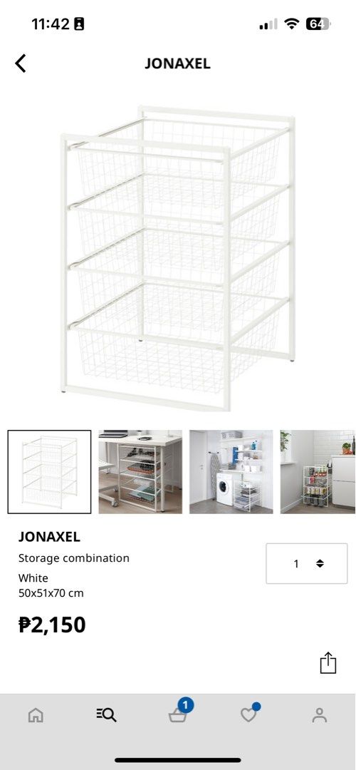 IKEA Jonaxel White 4-Tier Wire Basket Storage Rack (Category: Storage Boxes & Baskets) located in Las Pinas. Submitted by alexitasanti (Listing ID 1460854551, Image 2). Description: Original IKEA Jonaxel -bought last Feb 2025 - 4-tier white wire basket storage rack - Ideal for organizing laundry rooms, kitchens, or closets - Sturdy metal frame for durability - Baskets slide out smoothly for easy access - I have 2 pieces of this; can sell each for
