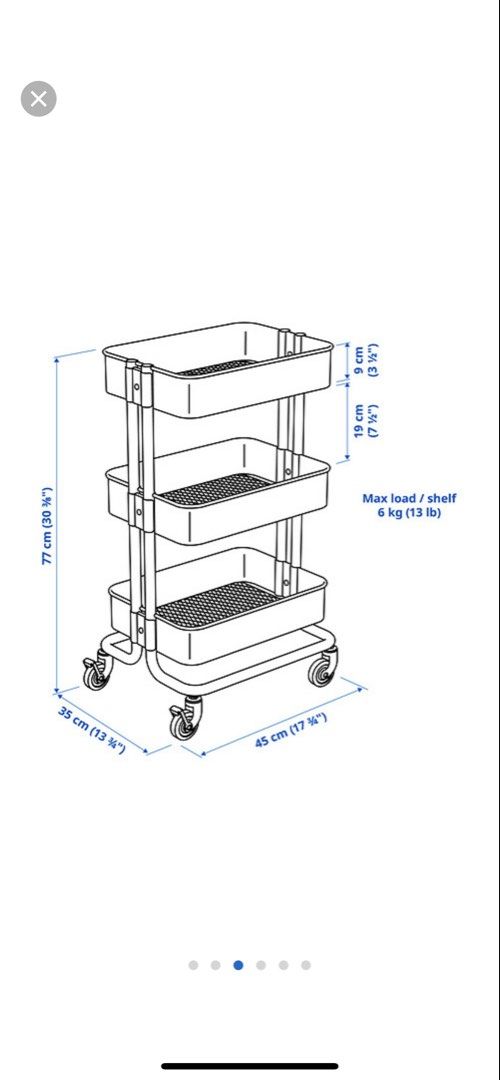 IKEA Raskog White 3-Tier Rolling Storage Cart with Wheels (Category: Storage Boxes & Baskets) located in Las Pinas. Submitted by alexitasanti (Listing ID 1461282087, Image 3). Description: - Ikea Raskog (Original, can show receipt or billing info) White 3-tier storage cart - Sturdy metal construction - Features wheels for easy mobility - Perforated basket bottoms - Ideal for organizing kitchens, bathrooms, or craft rooms - bought last Feb 2025, o