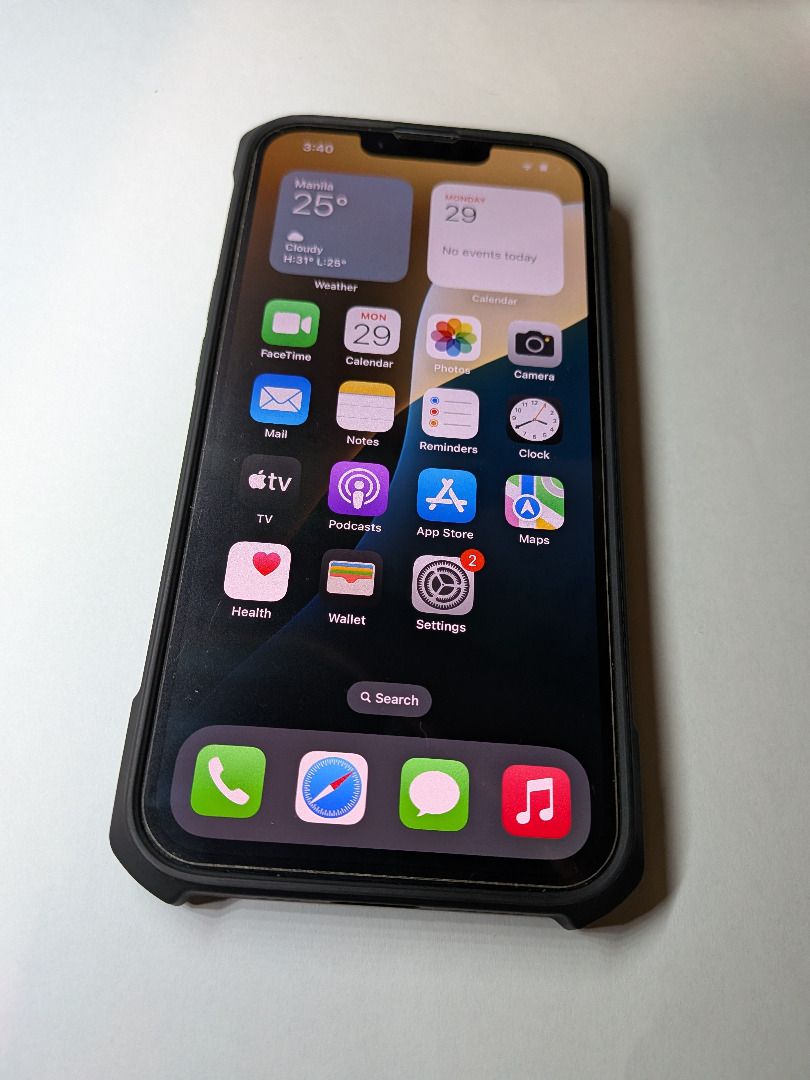 Iphone 14 US eSIM 128GB (Category: iPhone 14 Series) located in General Trias. Submitted by yu.andrw (Listing ID 1464904833, Image 2). Description: Iphone 14 US eSIM unit only/no box eSIM only/no physical SIM slot • Storage: 128GB • Battery Health: 95% • iOS Version: 18.5 • Condition: Smooth, very lightly used • Openline/Carrier unlocked • No iCloud lock • No issue/All functions working • No repair history Inclusions: • Installed screen protector
