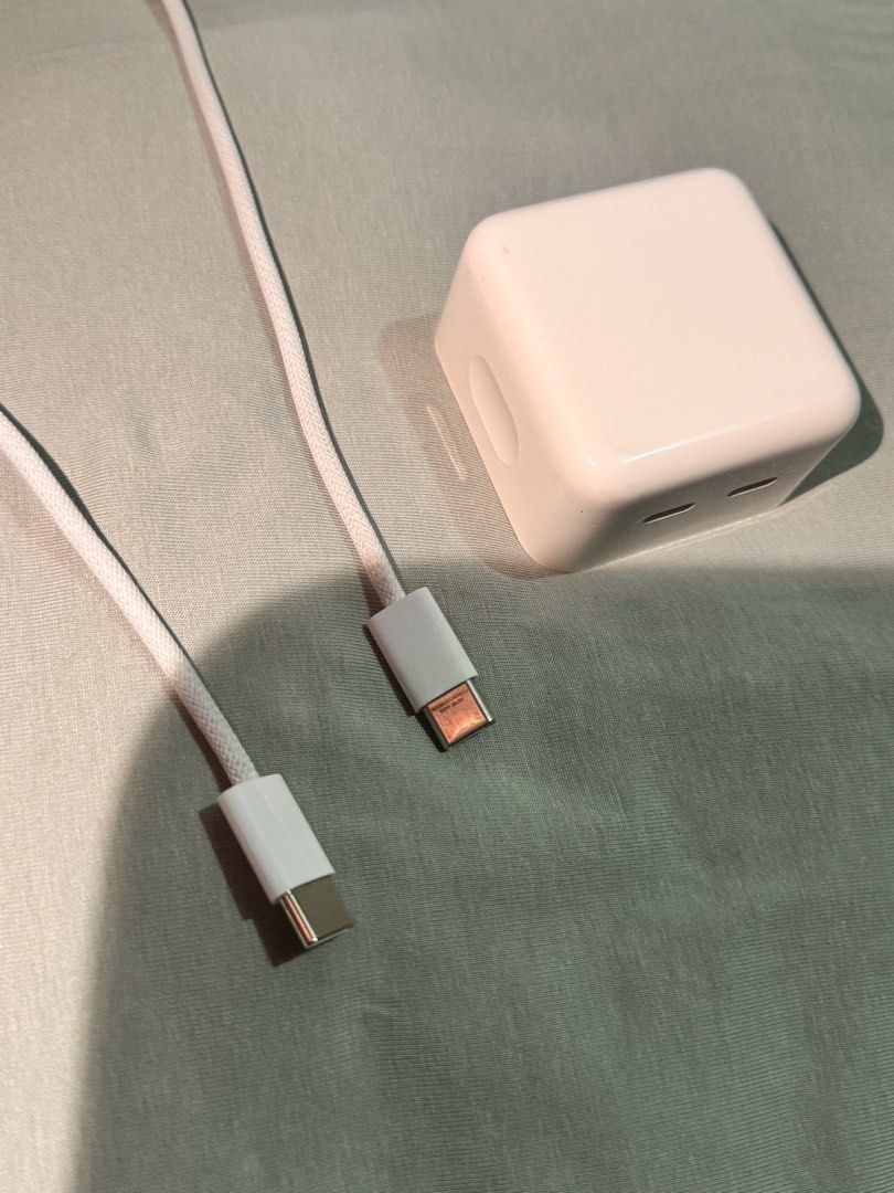 Iphone Charger type C (Category: Chargers & Cables) located in Manila. Submitted by calmbird.phoenix (Listing ID 1464795854, Image 3). Description: Original IPhone Charger adapter with Type C cord Compatible to Iphone 15 up and Ipad good condition no issue.