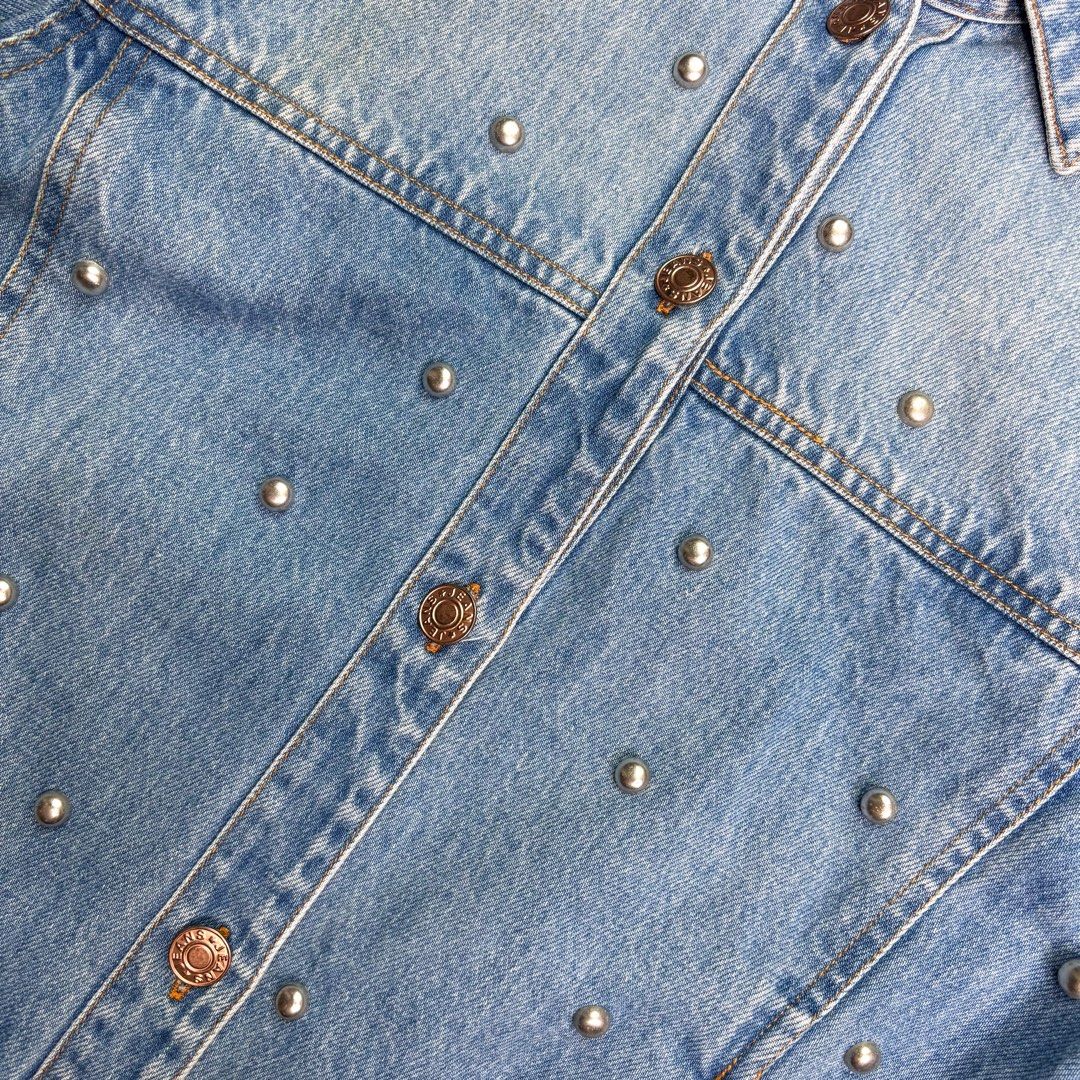 Isabel Marant Étoile | Denim "Coften" Jacket. (Category: Coats, Jackets and Outerwear) located in Manila. Submitted by bypiecesandstories (Listing ID 1464875905, Image 3). Description: Isabel Marant Étoile | Denim "Coften" Jacket. 799 PHP 🧡 Perfect Condition Can Fit — X Small to Small Dimensions — W 18" L 22" A designer denim jacket with unique beaded detailing for an elevated touch. Versatile enough for everyday wear, it can be styled casually 