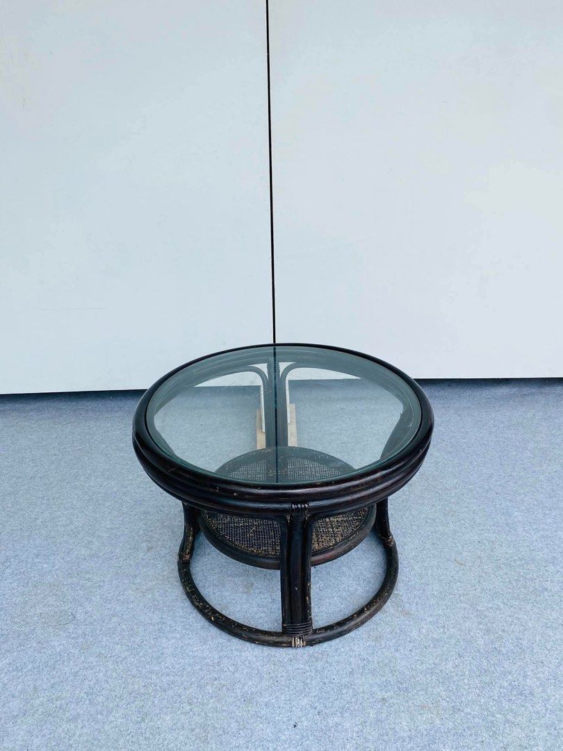 “JAPAN SURPLUS” ROUND RATTAN COFFEE TABLE / CENTER TABLE (Category: Tables & Sets) located in Bulacan. Submitted by monmon555 (Listing ID 1464901126, Image 3). Description: “JAPAN SURPLUS” ROUND RATTAN COFFEE TABLE / CENTER TABLE SIZE: 24D” x 17H” inches (AS-IS ITEM) IN GOOD CONDITION.