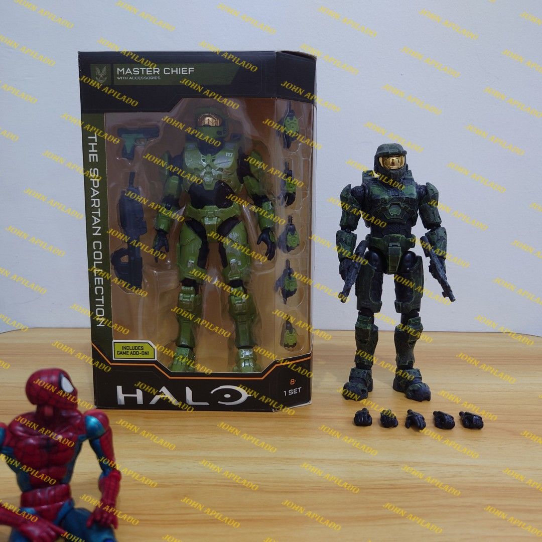 Jazwares Halo Master Chief Set (Category: Action & Battle Toys) located in Quezon City. Submitted by lazl0brav0 (Listing ID 1464907994, Image 1). Description: ***Basahin hanggang dulo para iwas kwentuhan.*** Selling Jazwares Halo Master Chief Set. HALO Infinite The Spartan Collection Master Chief - BIB, tight joints, and complete accessories. Issue gold part sa lower part ng helmet may chip(got it that way). *Game add-on not included.* HALO Infin