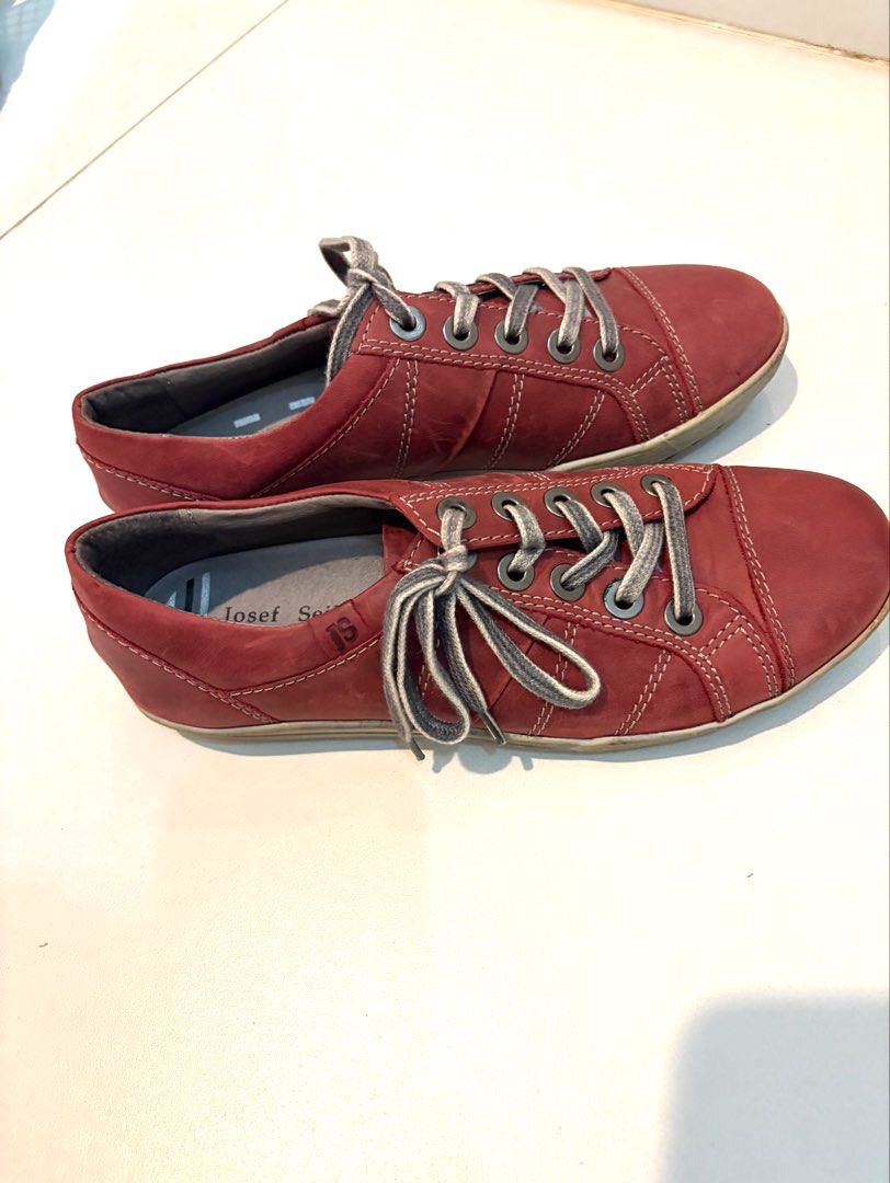 Josef Seibel red leather sneakers (Category: Sneakers) located in Manila. Submitted by coolandchic (Listing ID 1464886439, Image 1). Description: .