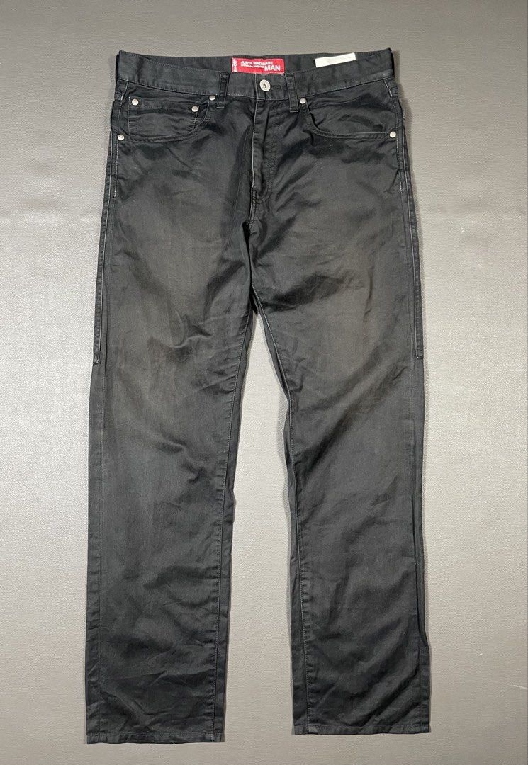 Junya Watanabe MAN x Levi's Black Pants (Category: Jeans) located in Caloocan City. Submitted by dapreluv (Listing ID 1464926309, Image 1). Description: Levis x Junya Watanabe MAN Pants Width: 32” Front Rise: 11” Thigh: 11.5” Knee: 9” Inseam: 29” Leg opening: 8” Length: 40.5” .