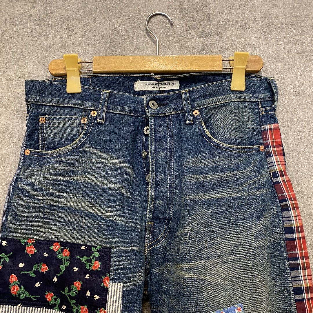 Junya Watanabe x Comme des GARÇONS Patchwork Pants (Category: Luxury Apparel) located in Quezon City. Submitted by rebirthalley (Listing ID 1464844973, Image 2). Description: Width-32 Length-34 Frontrise-12.5 Inseam-21.5 Leg Opening-8.5 Excellent Condition No flaws Cut washtag only But 100% Authentic.