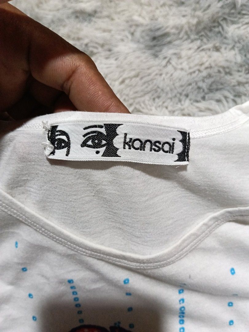 Kansai by Mitsuya Cider (Category: Blouses) located in San Carlos City. Submitted by wilburstthriftstore (Listing ID 1464685695, Image 2). Description: Kansai by mitsuya cider flower tee W14½ | L23 issue - minimal distressed. see last photo Excellent condition 👌🏾 ₱300 + sf.