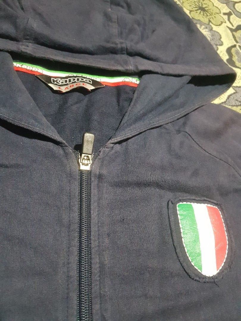 KAPPA JACKET (Category: Coats, Jackets and Outerwear) located in Manila. Submitted by arttchive (Listing ID 1464920345, Image 3). Description: kappa jacket italian edition M on tag Length: 26 Sleeve: 28 Width: 22 Color rate: 9/10 Excellent condition ₱699.00+shipp Available✅.
