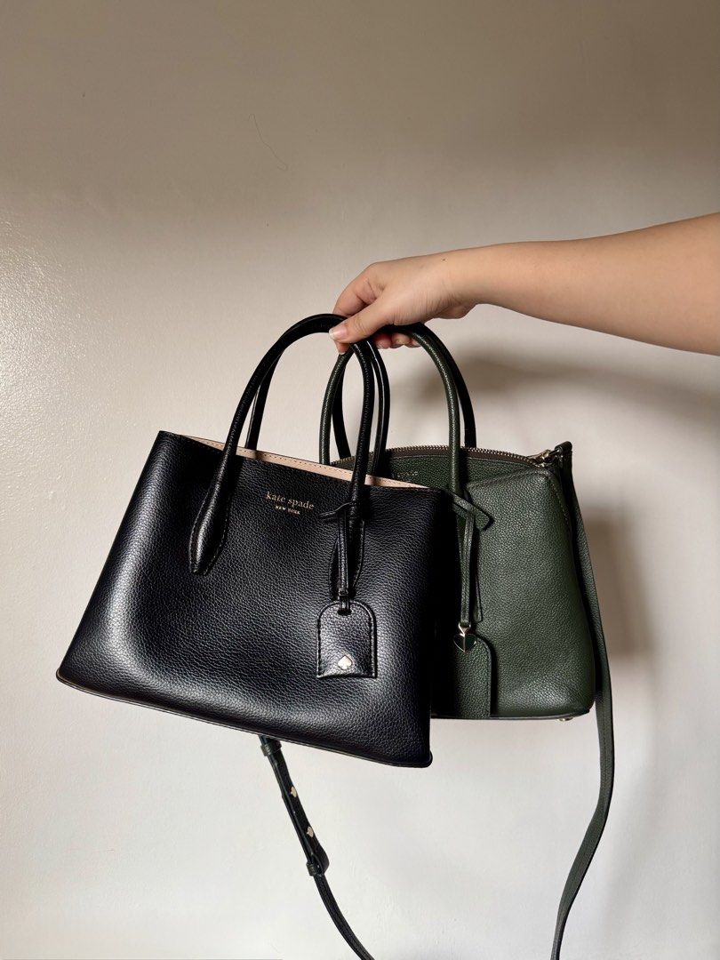 KATE SPADE BLACK SLING HAND BAG (Category: Luxury Bags & Wallets) located in Manila. Submitted by heysugarstitch (Listing ID 1464926251, Image 2). Description: PRELOVED KATE SPADE EVA SMALL BLACK PEBBLED LEATHER SATCHEL BAG. Can pass as NEW! No flaws at all. No scratches, crisp and in excellent condition. Clean lining, interior, and hardware. Such a STEAL!! Please note: NO SLING STRAP, so this works best as a handbag. .