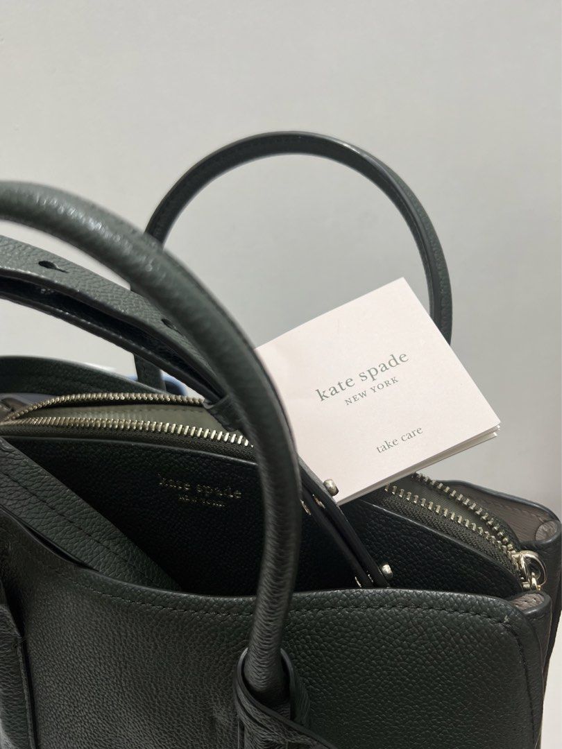 KATE SPADE SLING/HAND BAG (Category: Cross-body Bags) located in Manila. Submitted by heysugarstitch (Listing ID 1464924676, Image 2). Description: PRELOVED KATE SPADE MARGAUX MEDIUM DEEP GREEN PEBBLED LEATHER SATCHEL BAG WITH CARE CARD. Can pass as NEW! No flaws at all. No scratches, crisp and in excellent condition. Very clean lining, interior, and hardware. Such a STEAL!!.